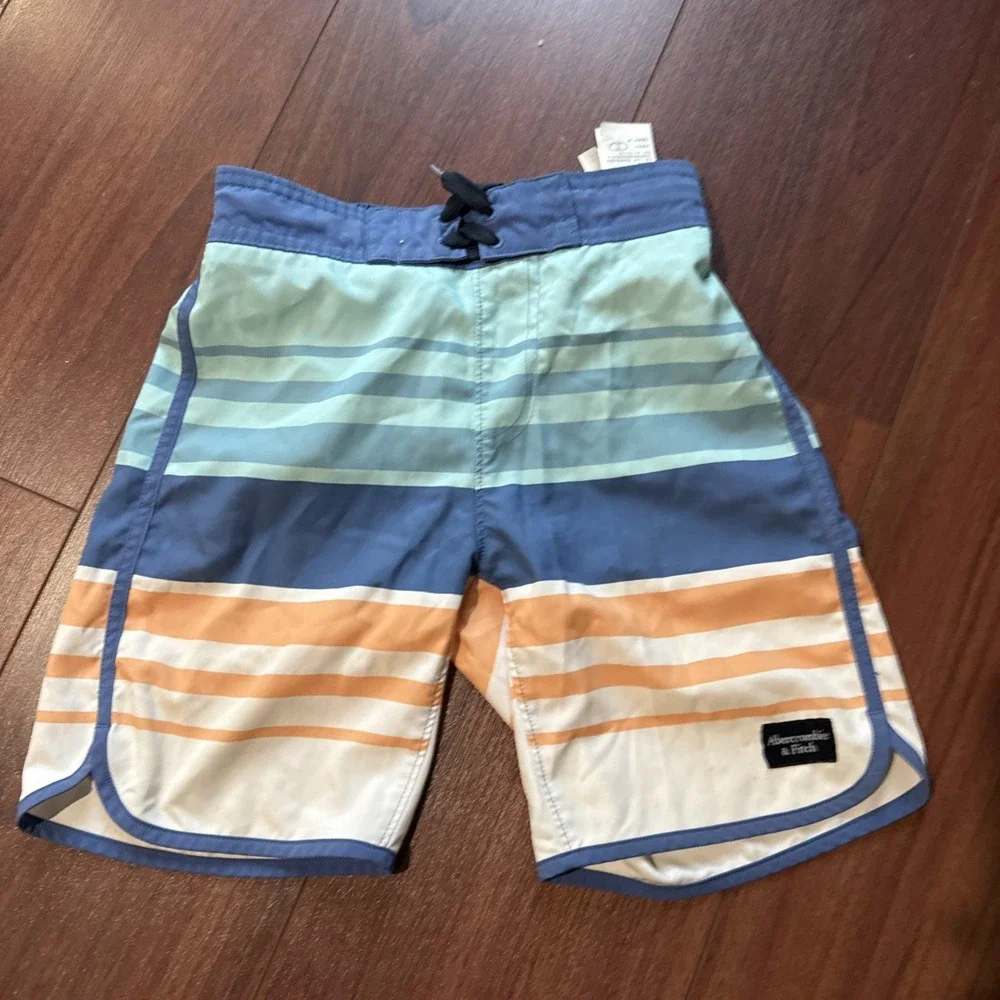 Boys 3pc Swim Trunks Lot Size 7/8 Quiksilver Abercrombie Tommy Bahama Blue Red